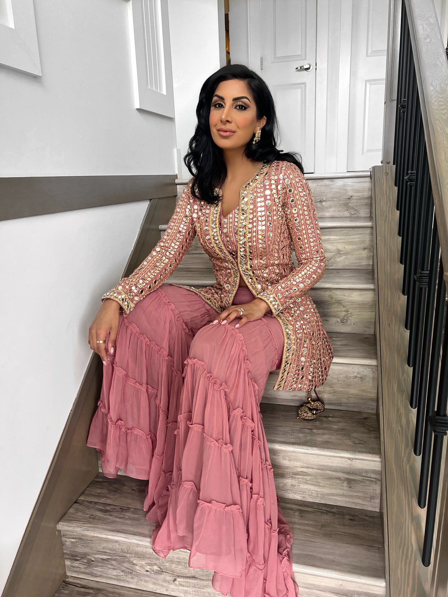 Anjali | Pink Sharara and Jacket Set