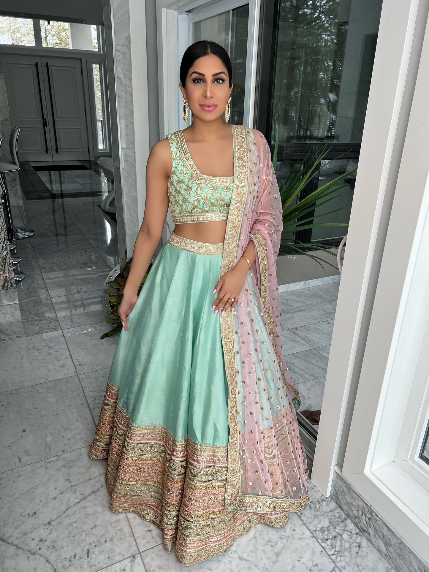 Sadia | Light Green Printed Lehenga Set