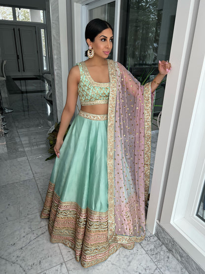 Sadia | Light Green Printed Lehenga Set