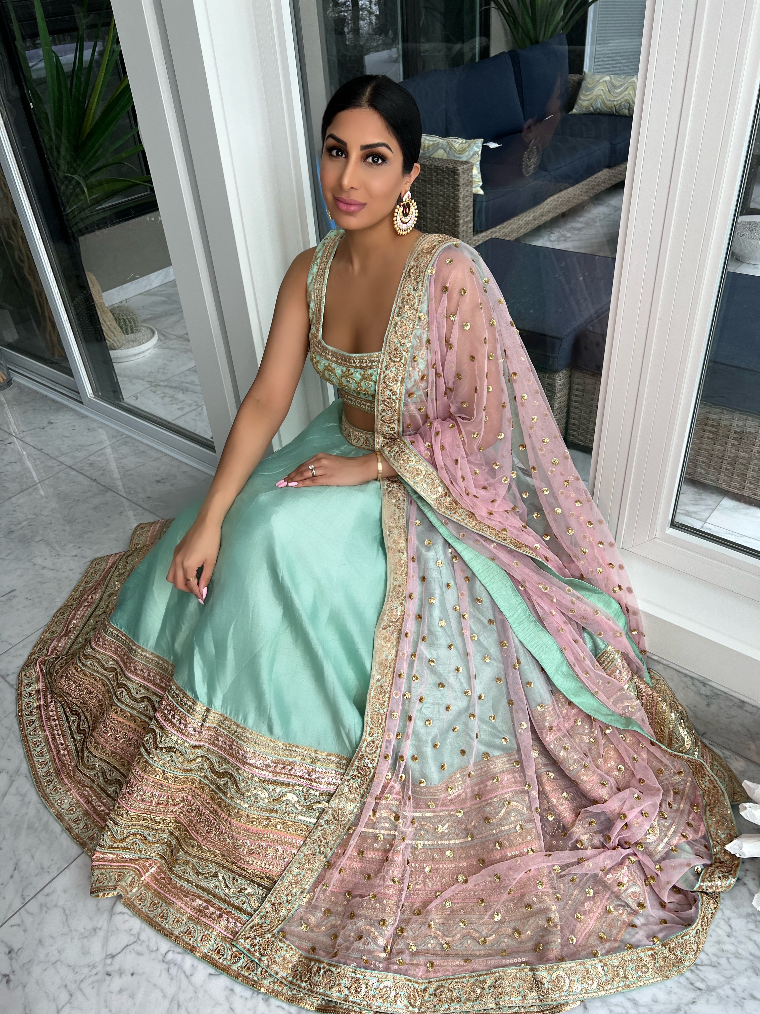Sadia | Light Green Printed Lehenga Set