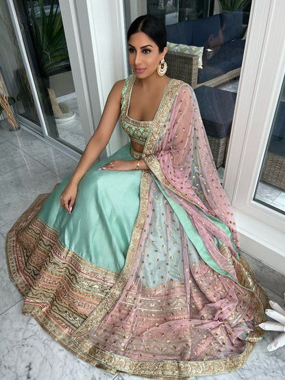 Sadia | Light Green Printed Lehenga Set