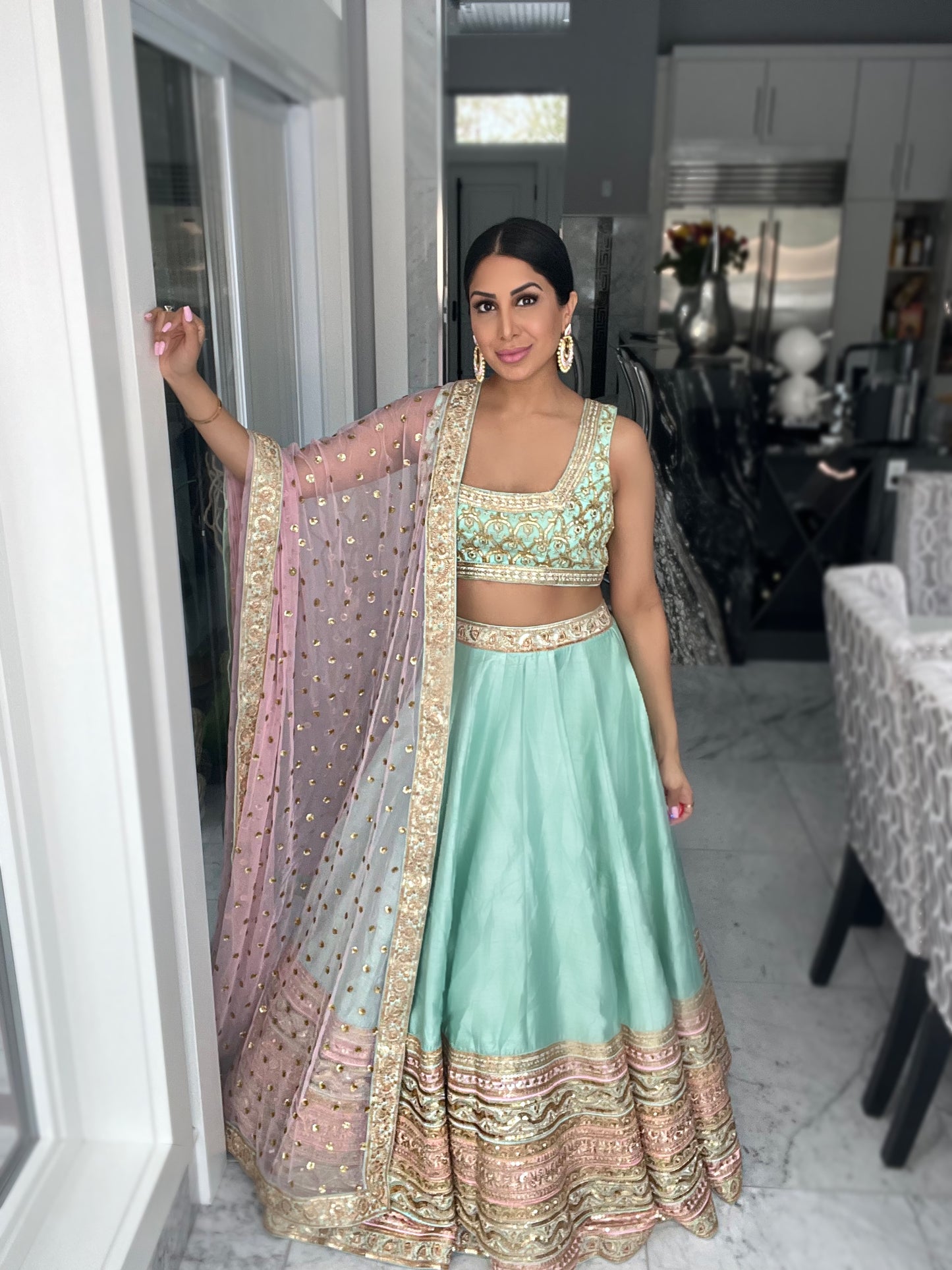 Sadia | Light Green Printed Lehenga Set