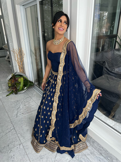 Starry | Blue Printed Lehenga Set