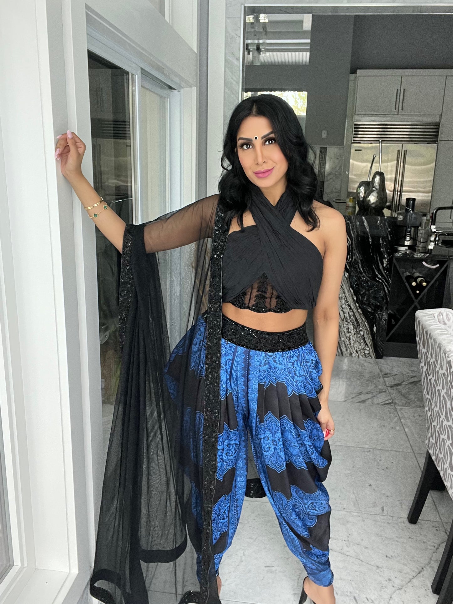 Electric | Black and Blue Dhoti Set