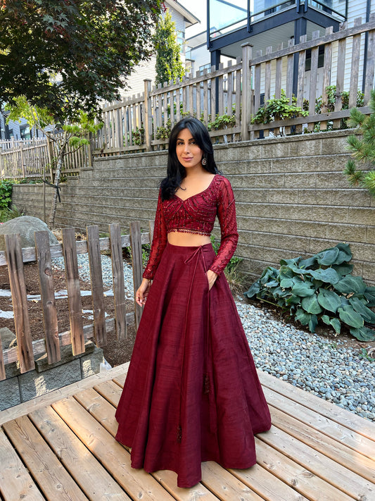 Merlot | Maroon Lehenga Set