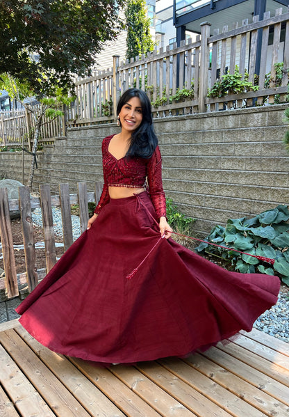 Merlot | Maroon Lehenga Set