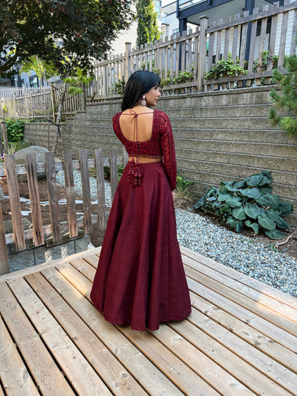 Merlot | Maroon Lehenga Set