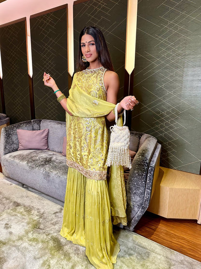 Avaya | Yellow Sharara Set