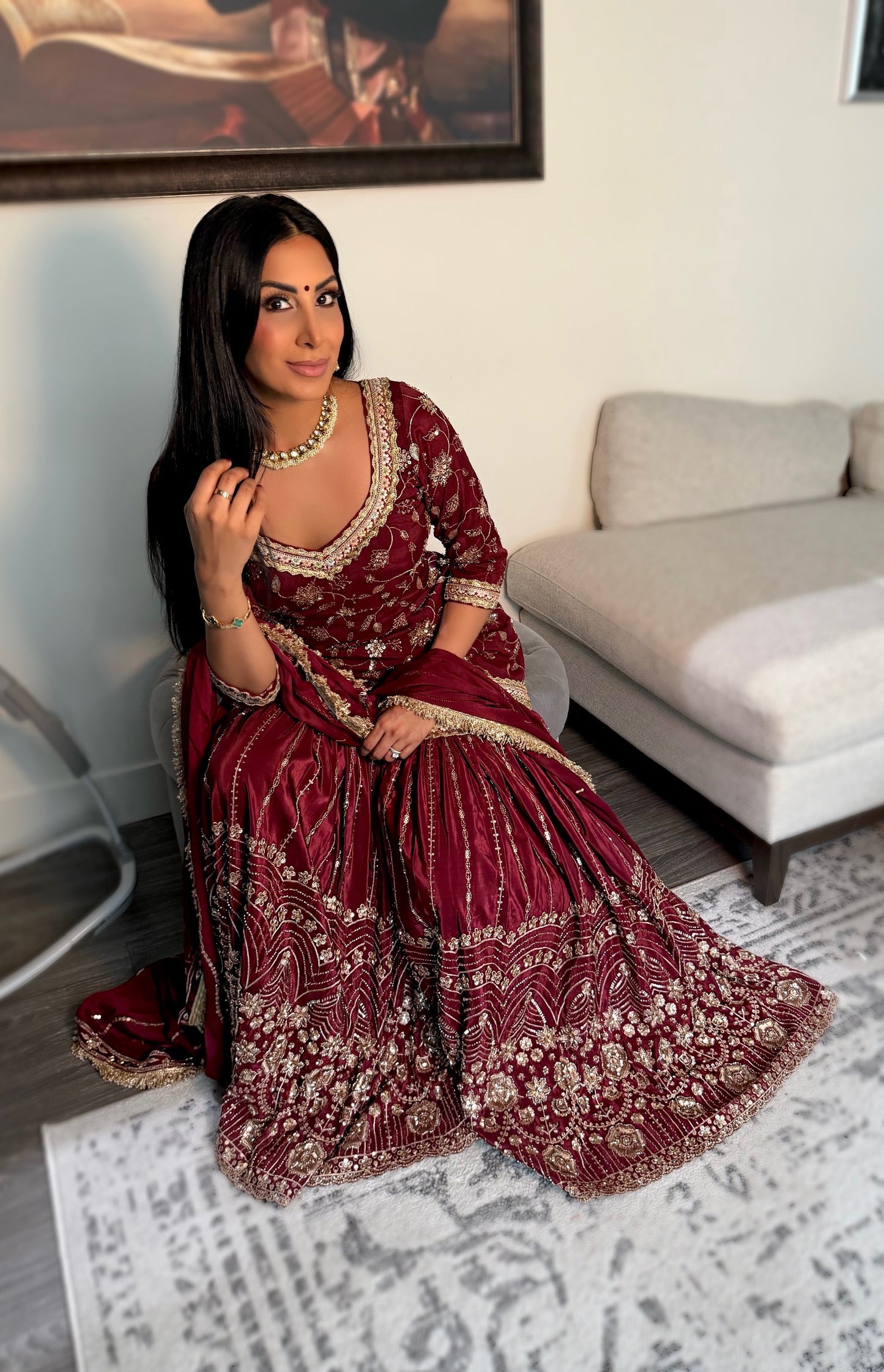 Zora | Burgundy Heavy Embroidered Sharara