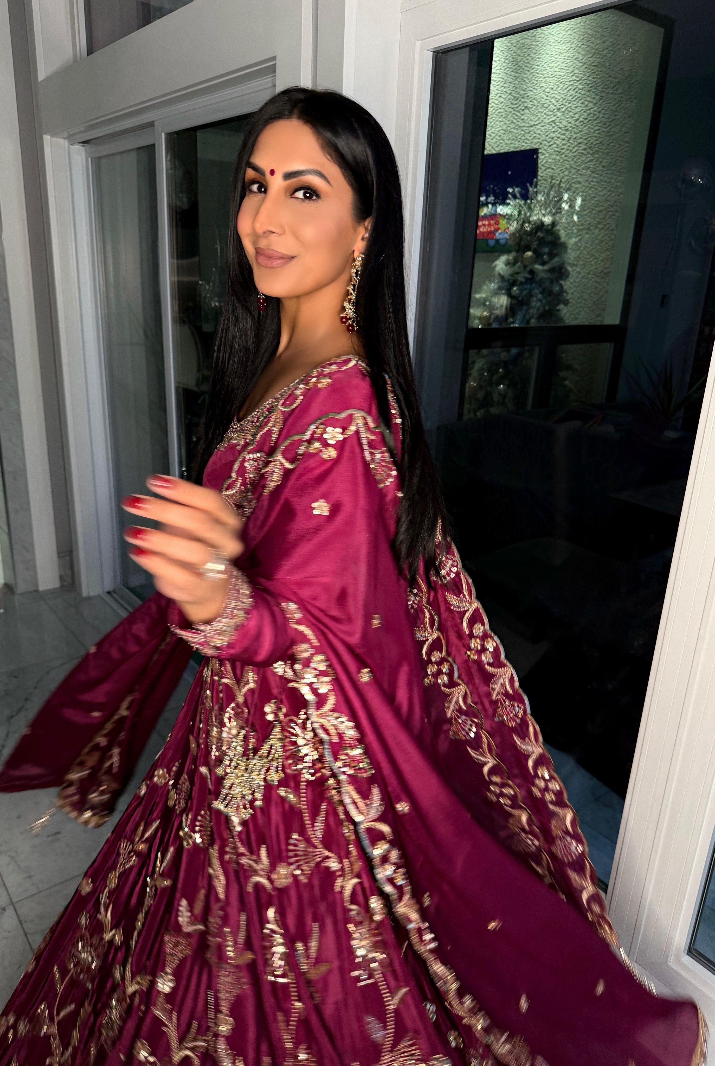 Amaya | Magenta Embroidered Lengha