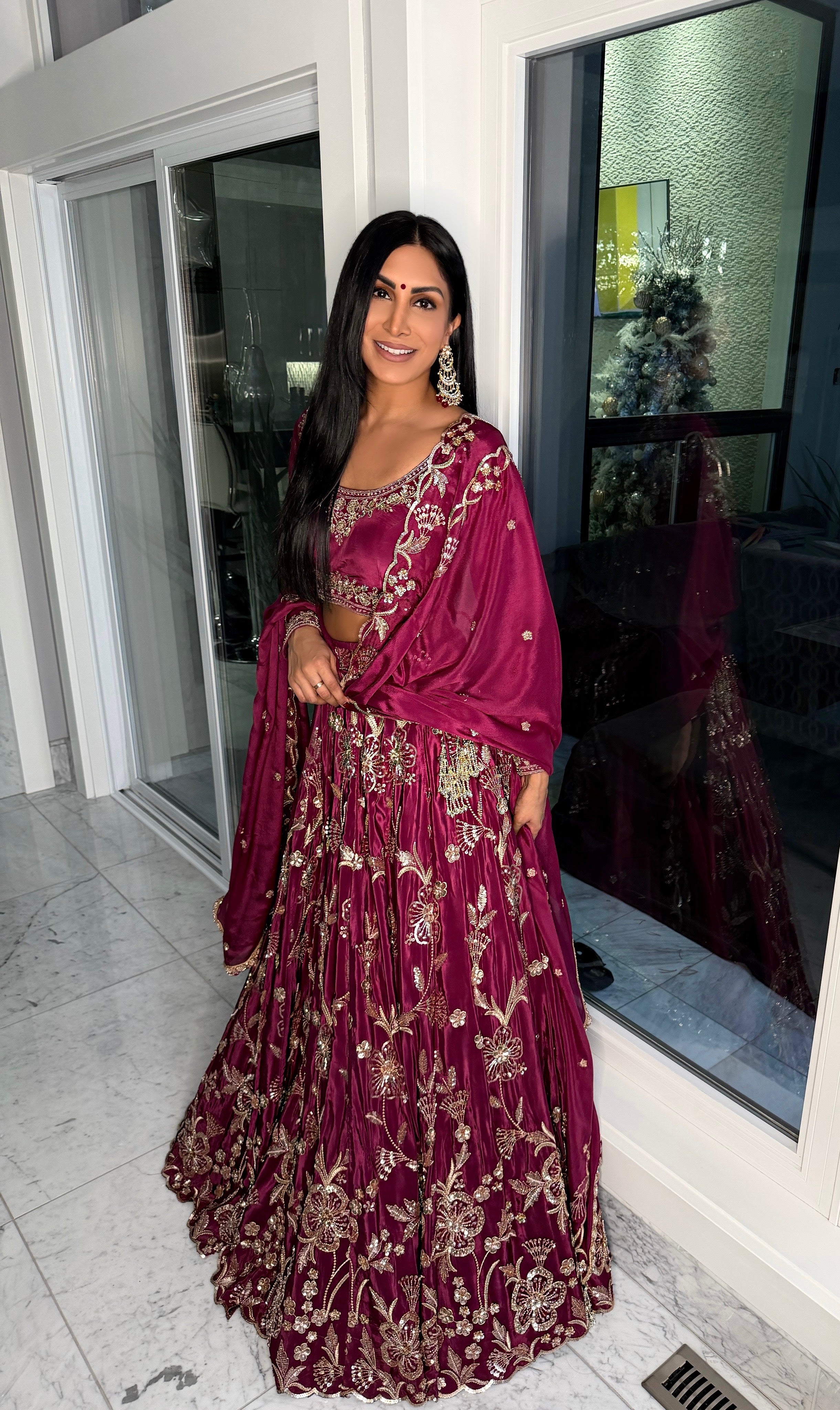 Amaya | Magenta Embroidered Lengha