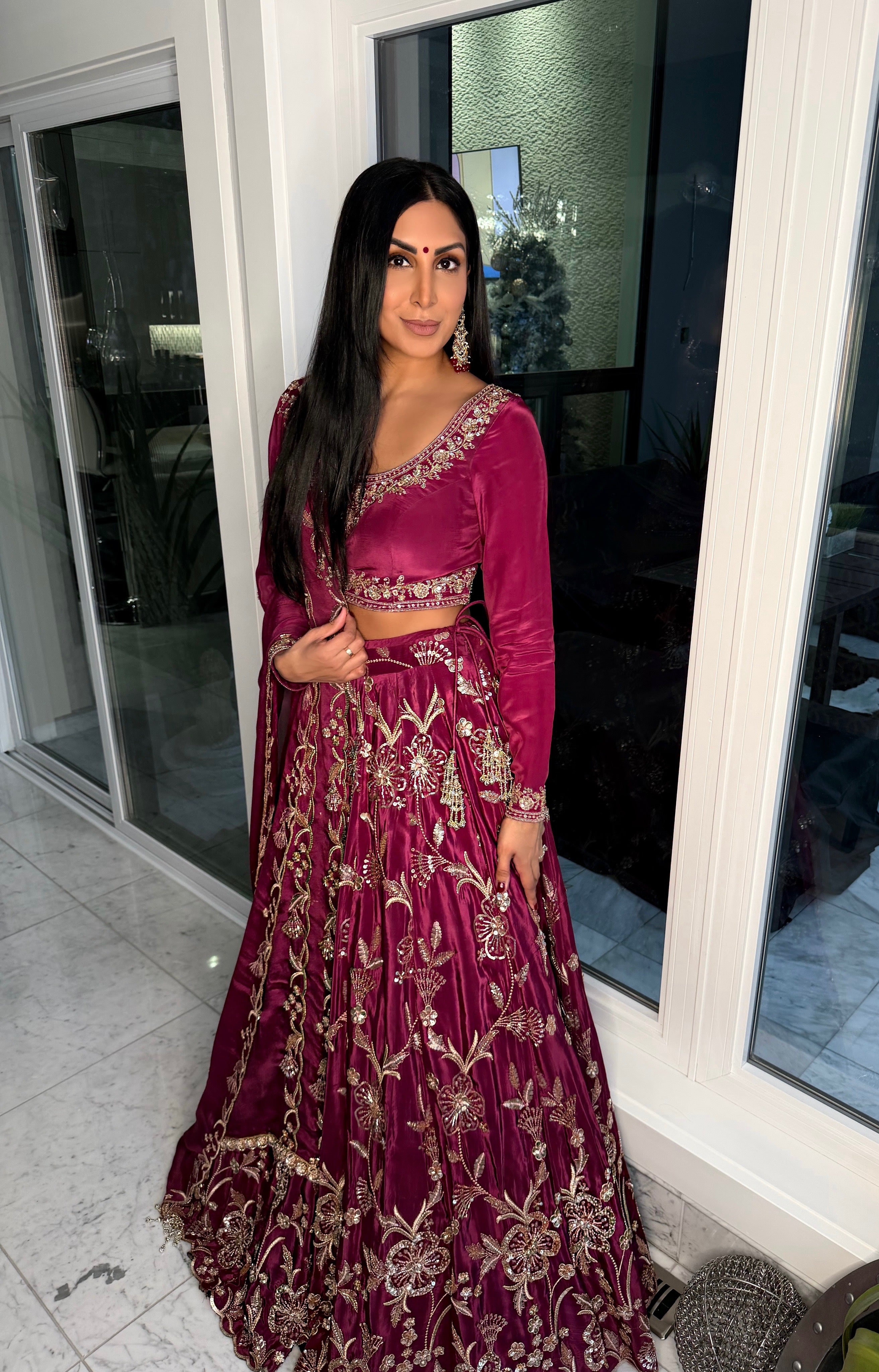 Amaya | Magenta Embroidered Lengha