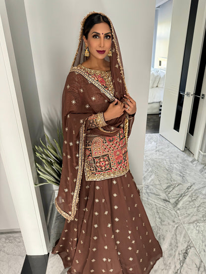 Saiyan | Brown Lengha