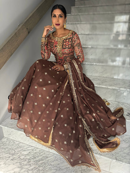 Saiyan | Brown Lengha