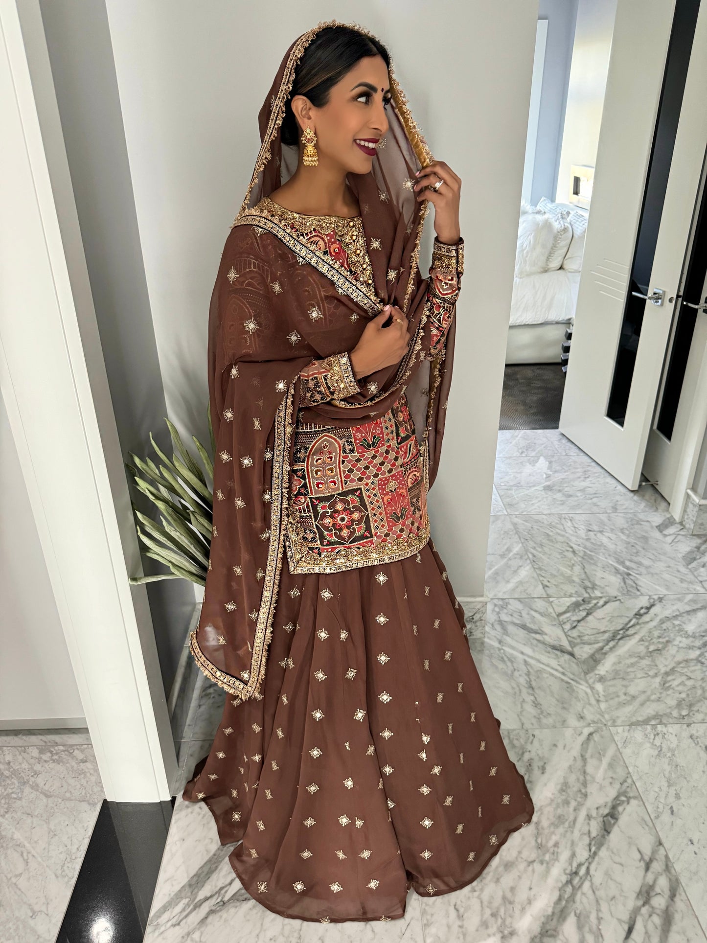 Saiyan | Brown Lengha