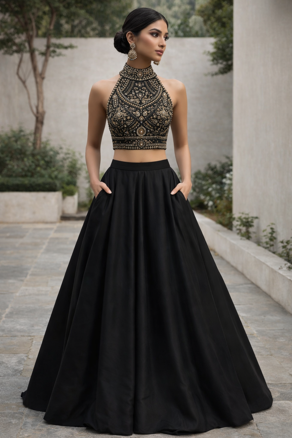 Kaira | High Neck Blouse with Lengha