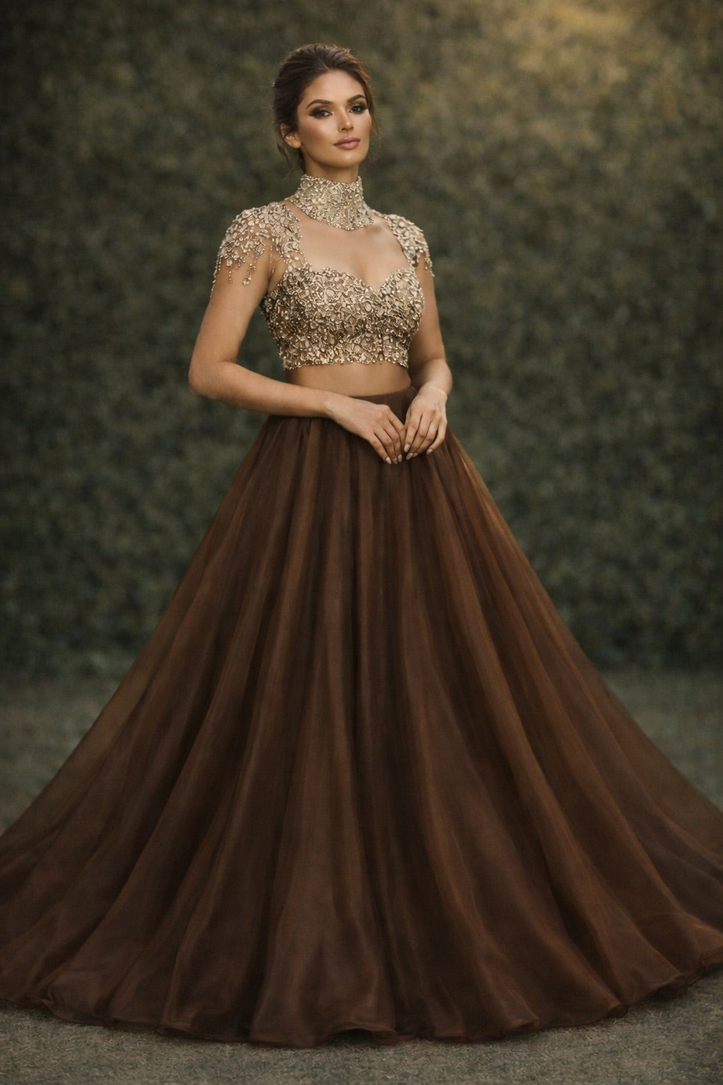 Riva | Hand Embroidered Blouse with Lengha