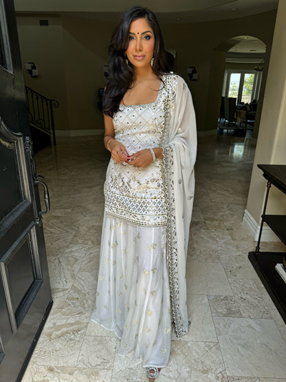 Nila | White Sharara Set