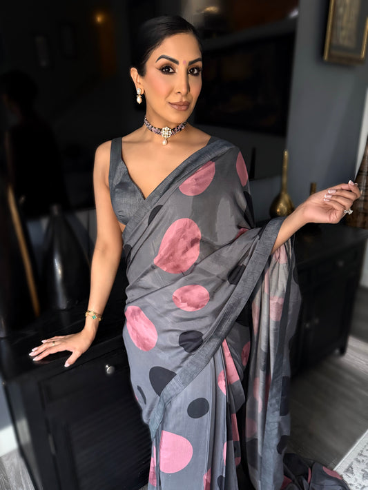 Mala | Polka Dot Pre-Pleated Saree