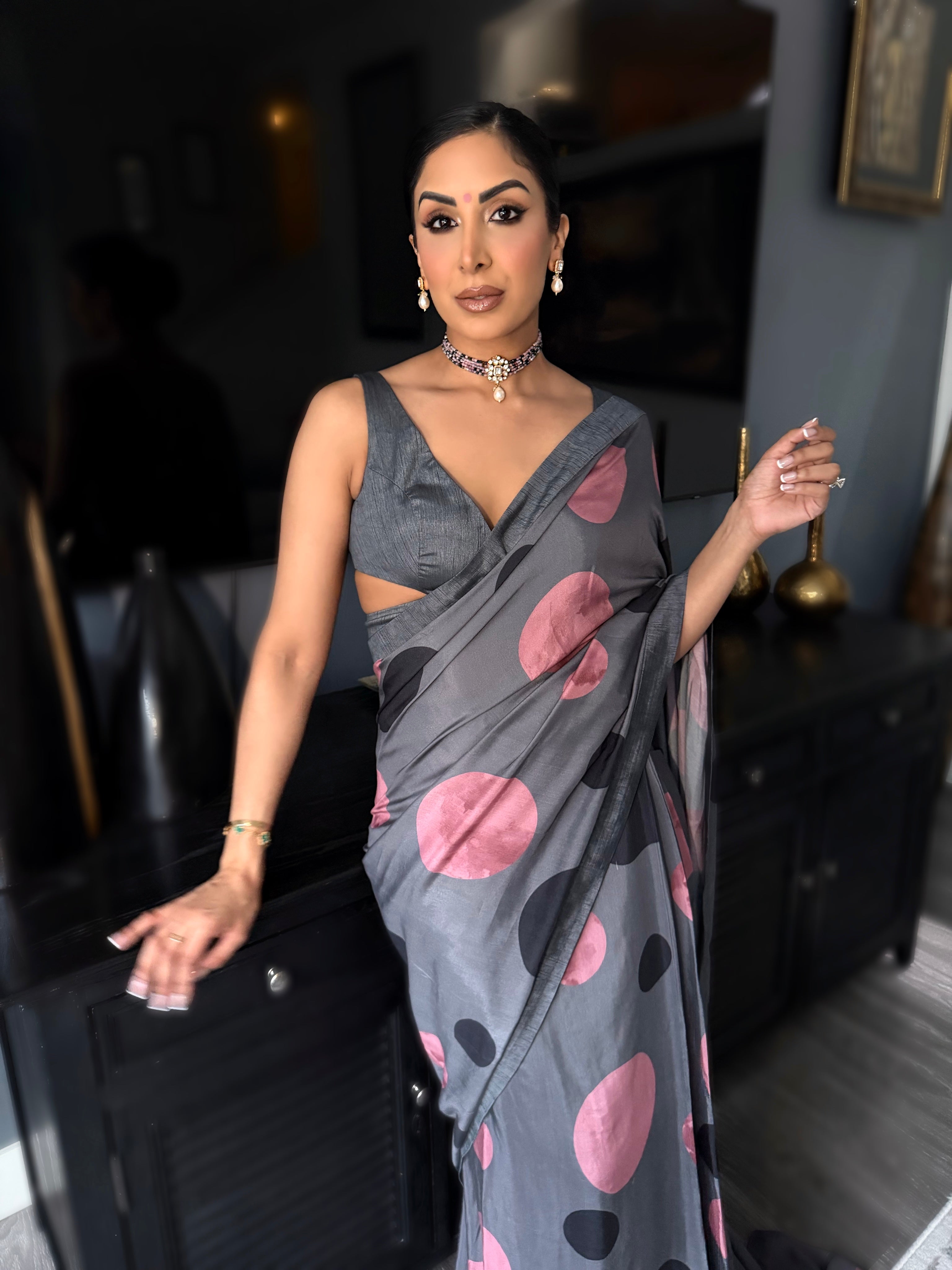 Mala | Polka Dot Pre-Pleated Saree