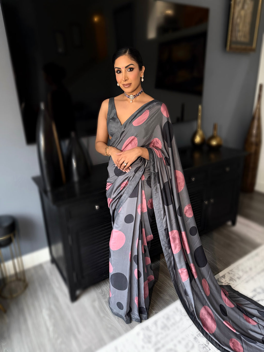 Mala | Polka Dot Pre-Pleated Saree