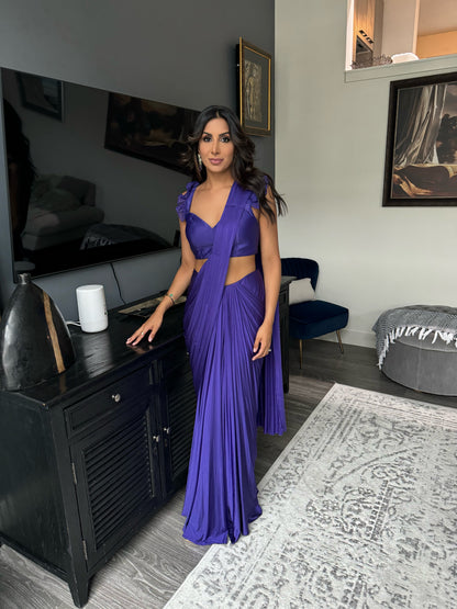 Style Sari | Purple Pleated Sari