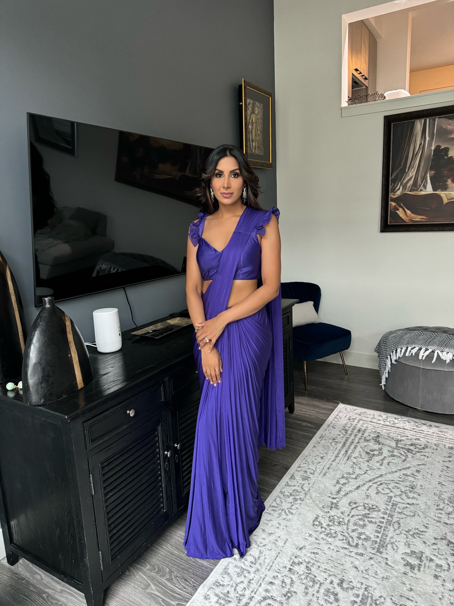 Style Sari | Purple Pleated Sari