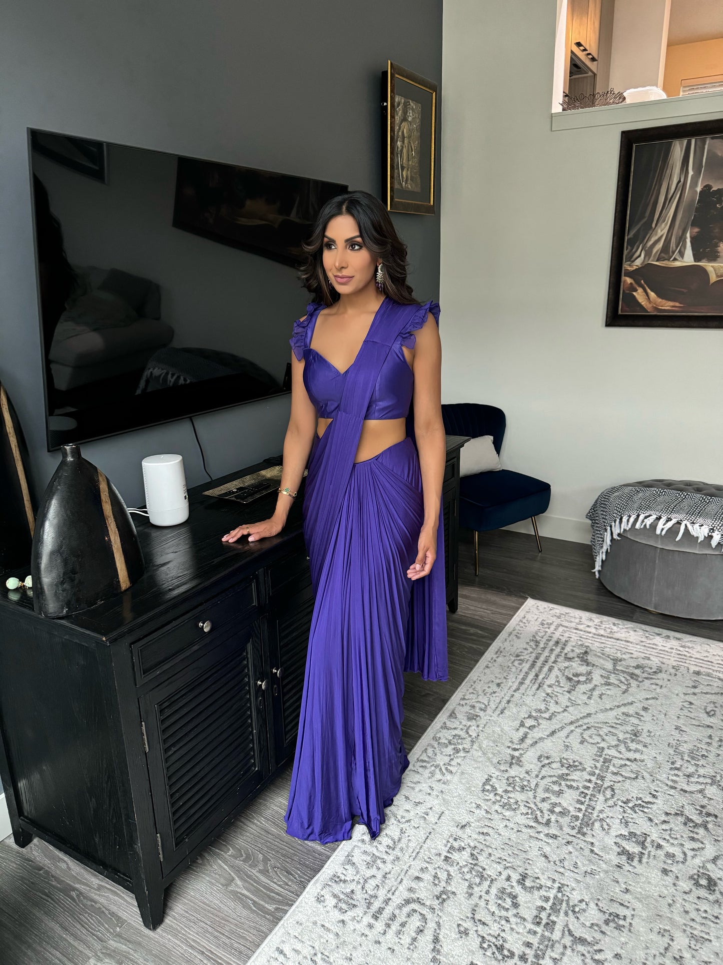 Style Sari | Purple Pleated Sari