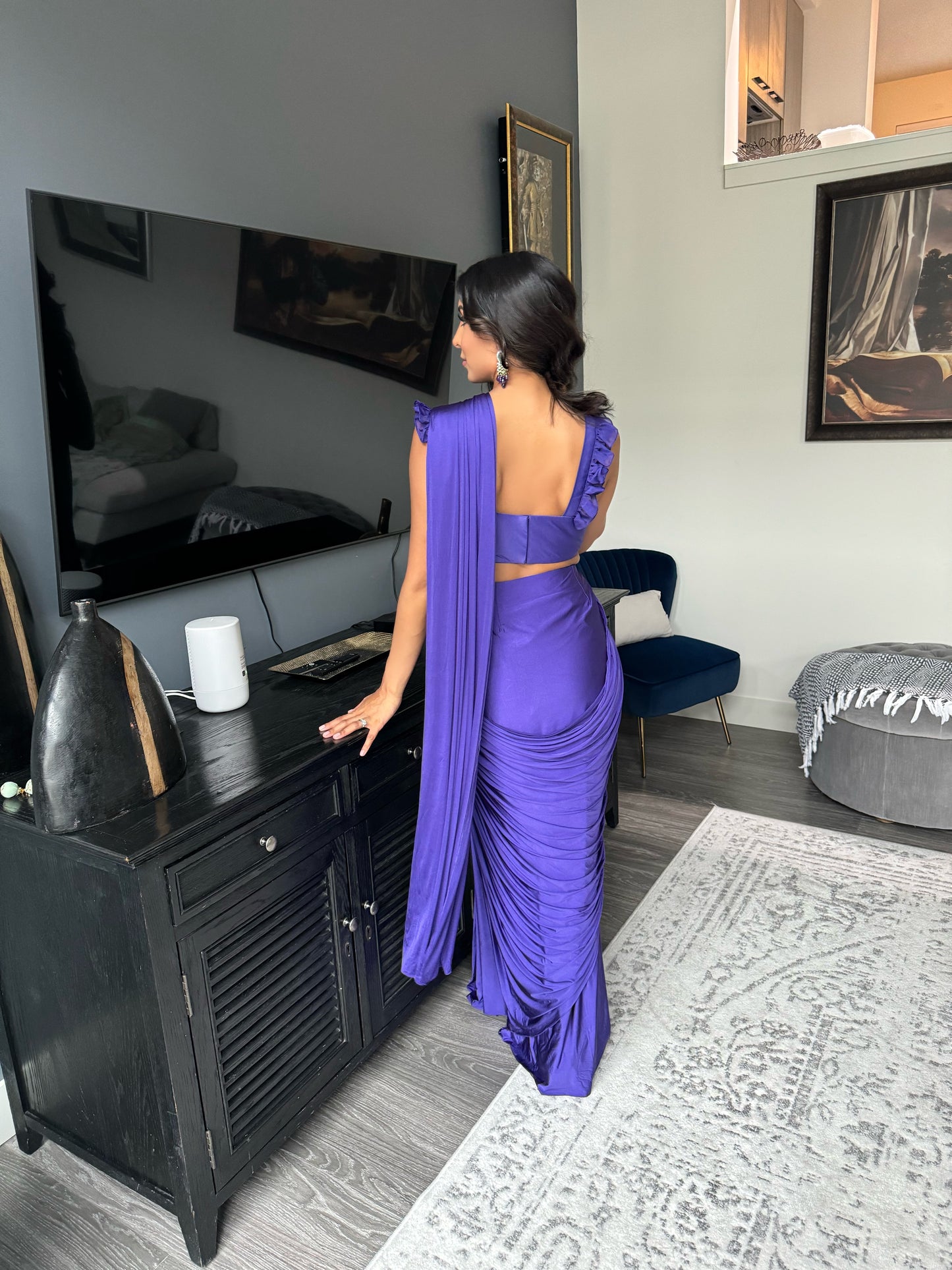 Style Sari | Purple Pleated Sari