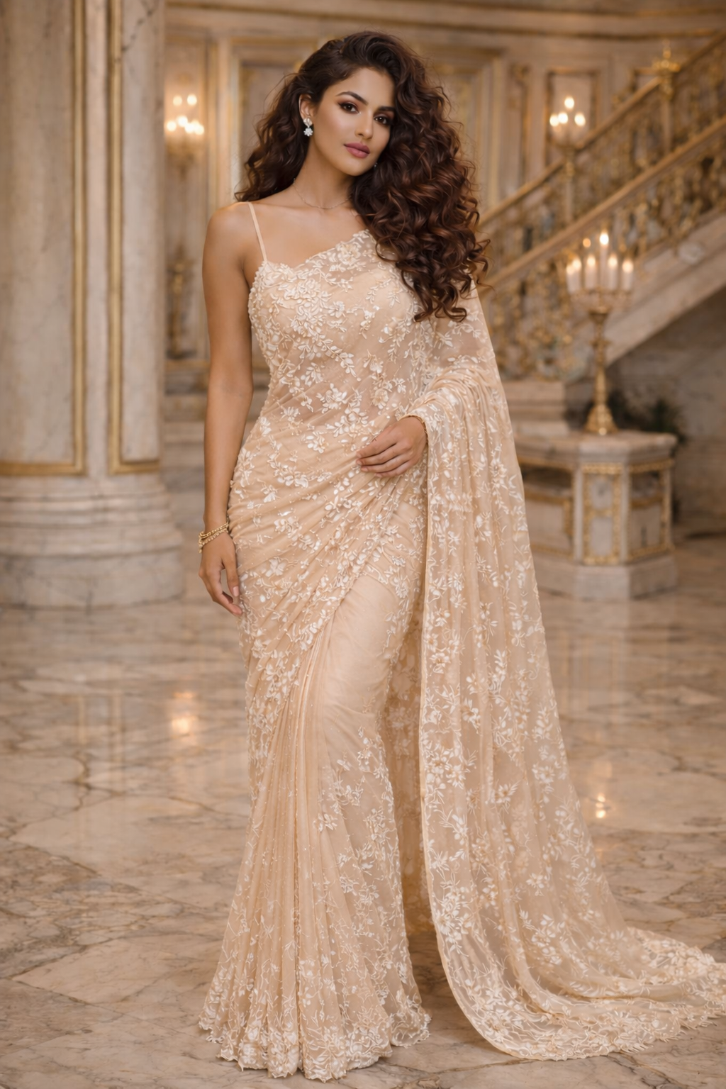 Drape Me Rose | Embroidered Pre-Pleated Saree