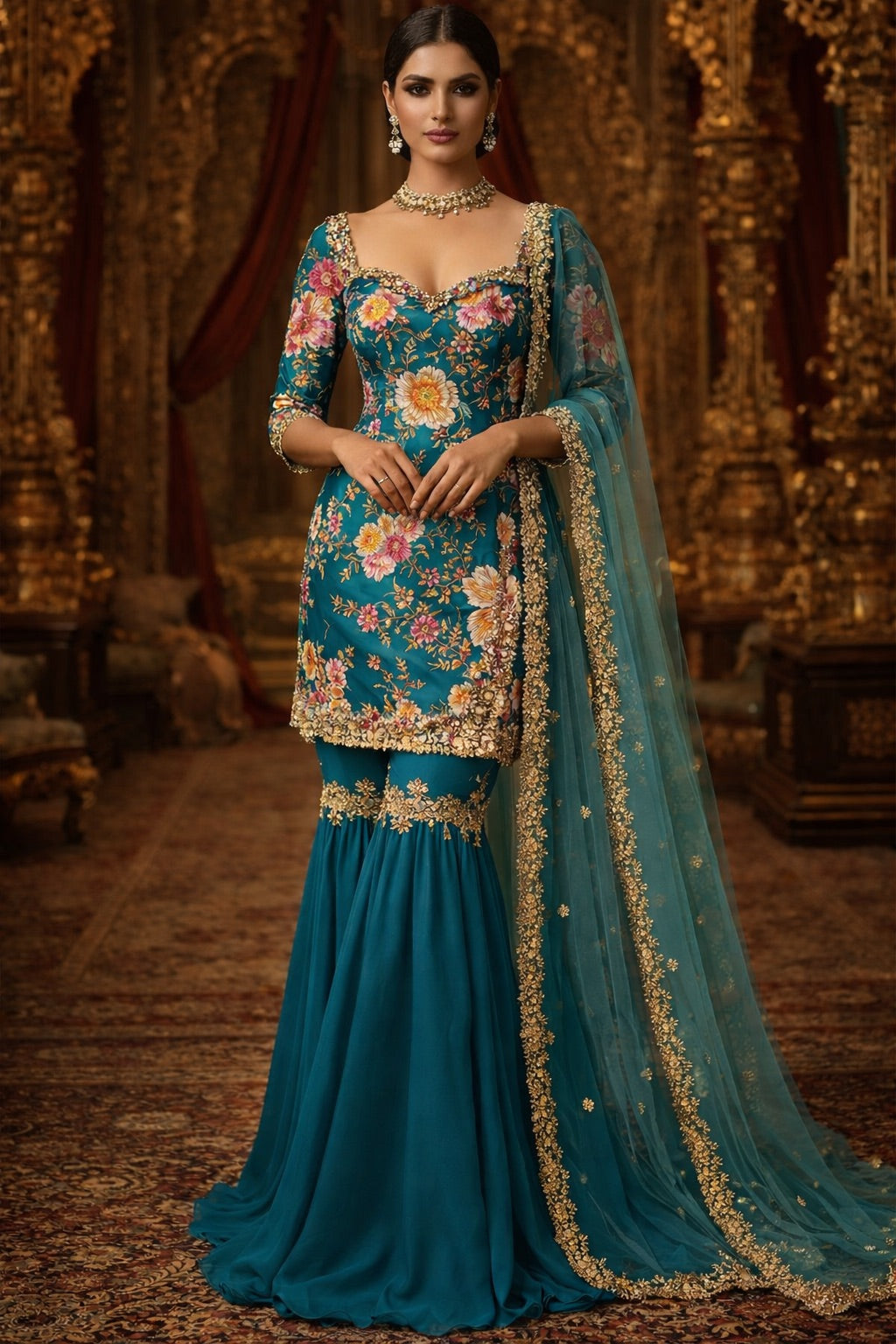 Sarai | Floral Embroidered Sharara