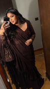 Nikki | Brown Lengha with Attached Pallu