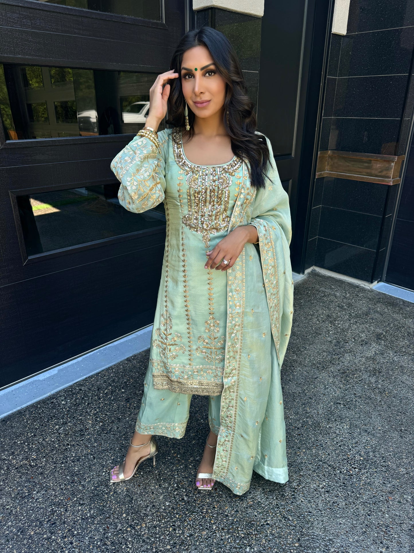 Saeeda | Mint Green Pakistani Suit