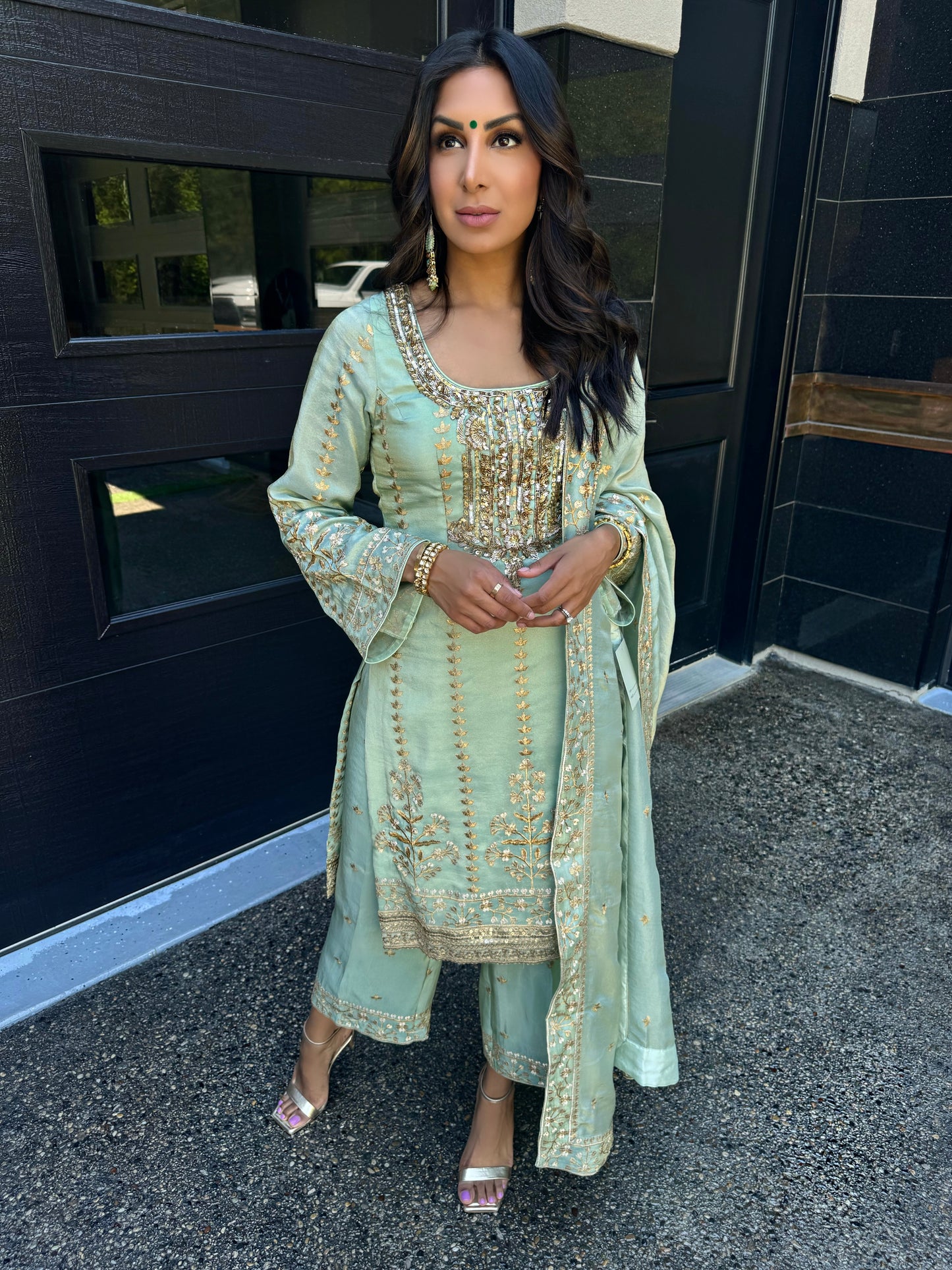 Saeeda | Mint Green Pakistani Suit