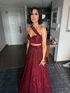 The Bordeaux Set | Maroon Lengha