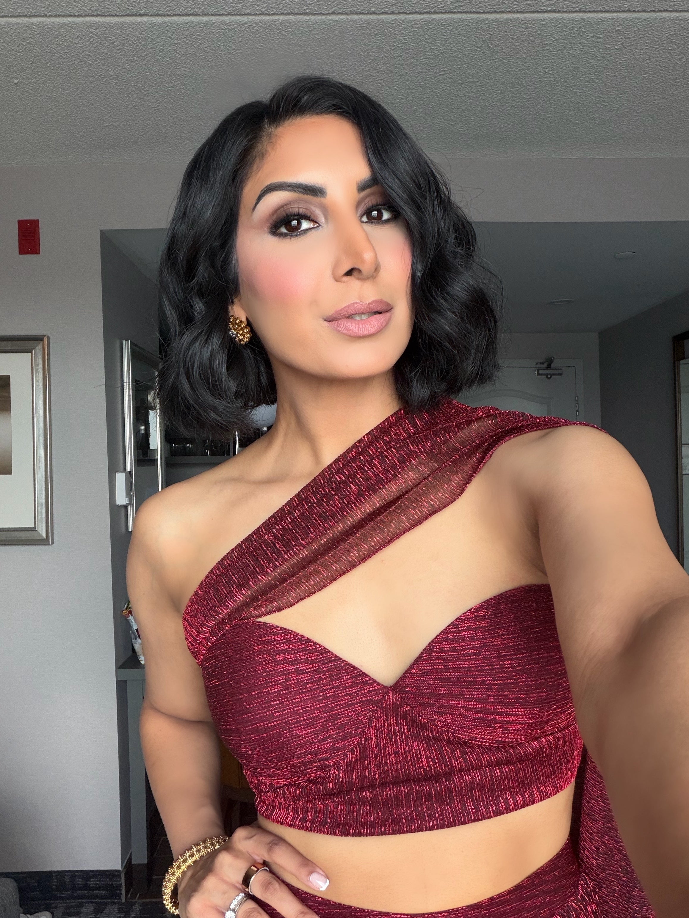 The Bordeaux Set | Maroon Lengha