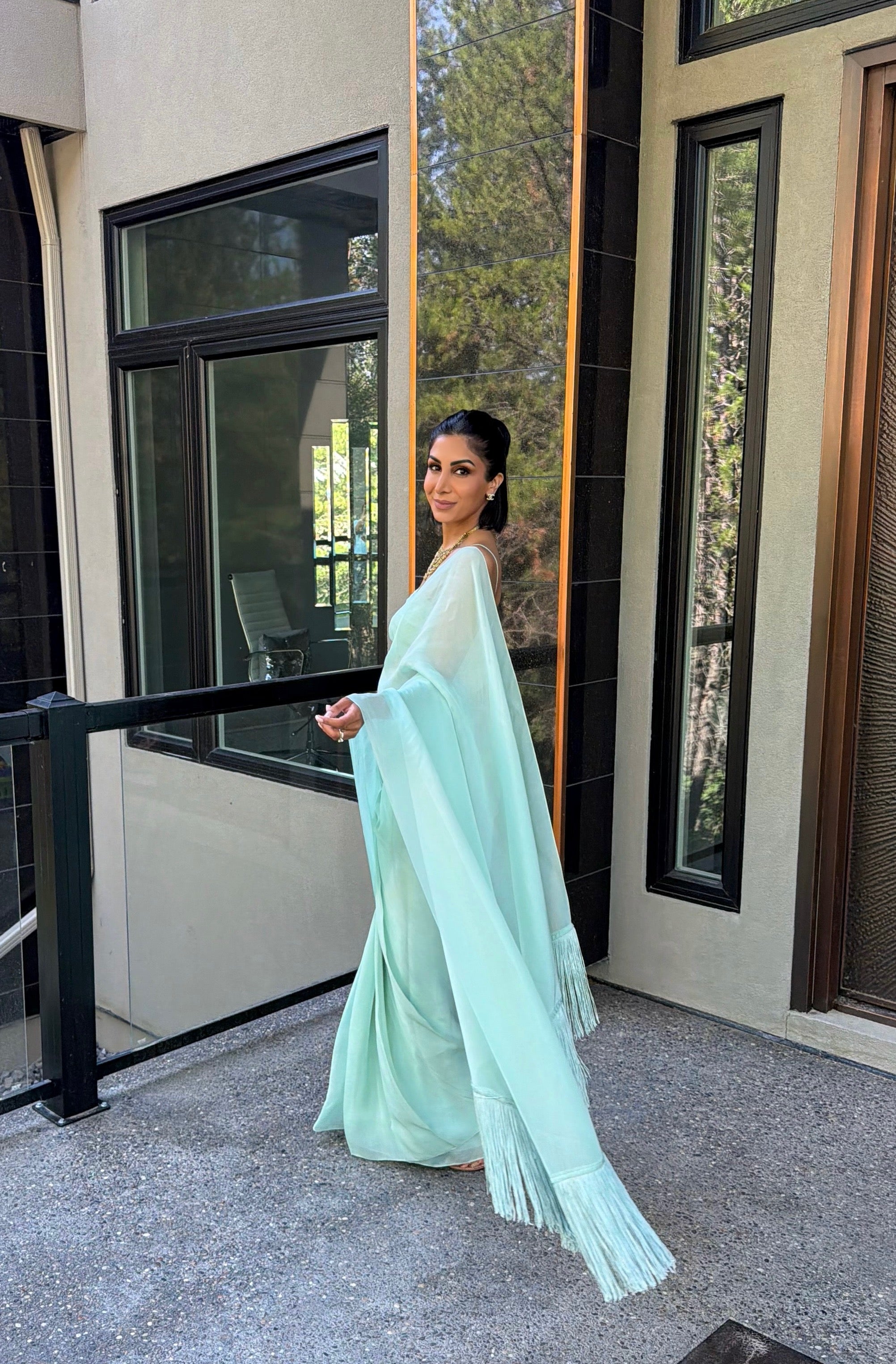 Mellow | Blue Pre-pleated Saree