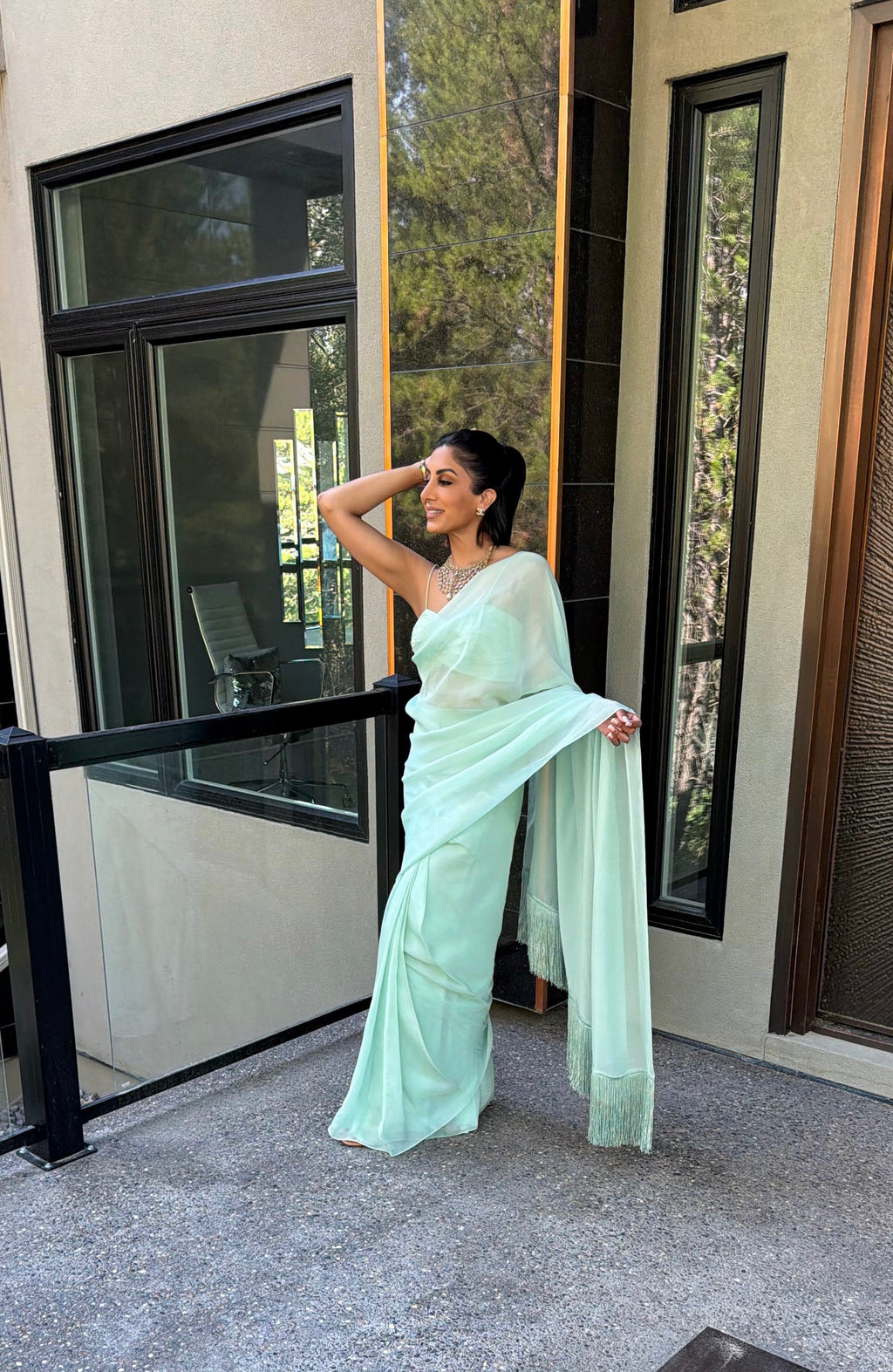 Mellow | Blue Pre-pleated Saree