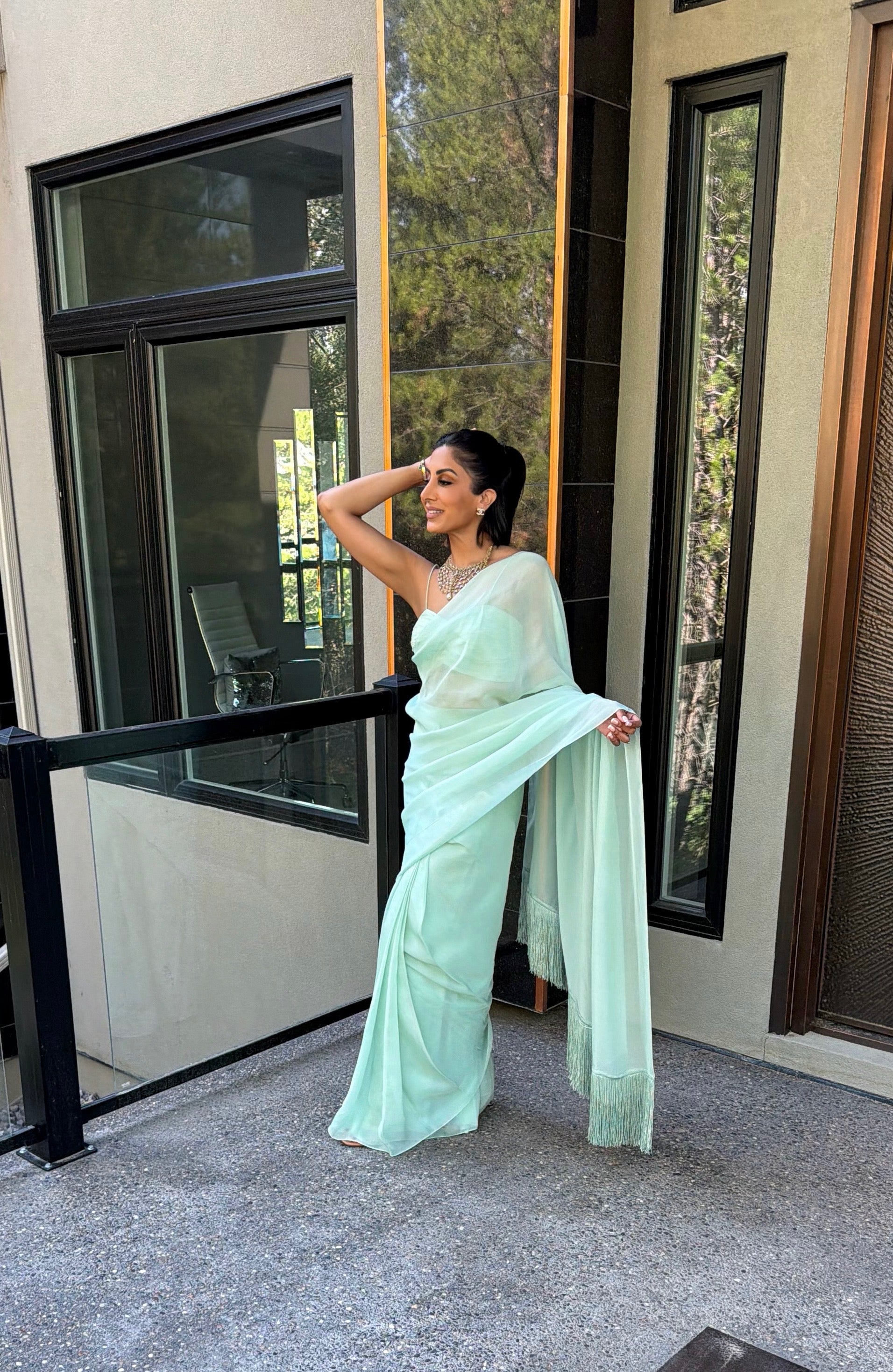 Mellow | Blue Pre-pleated Saree