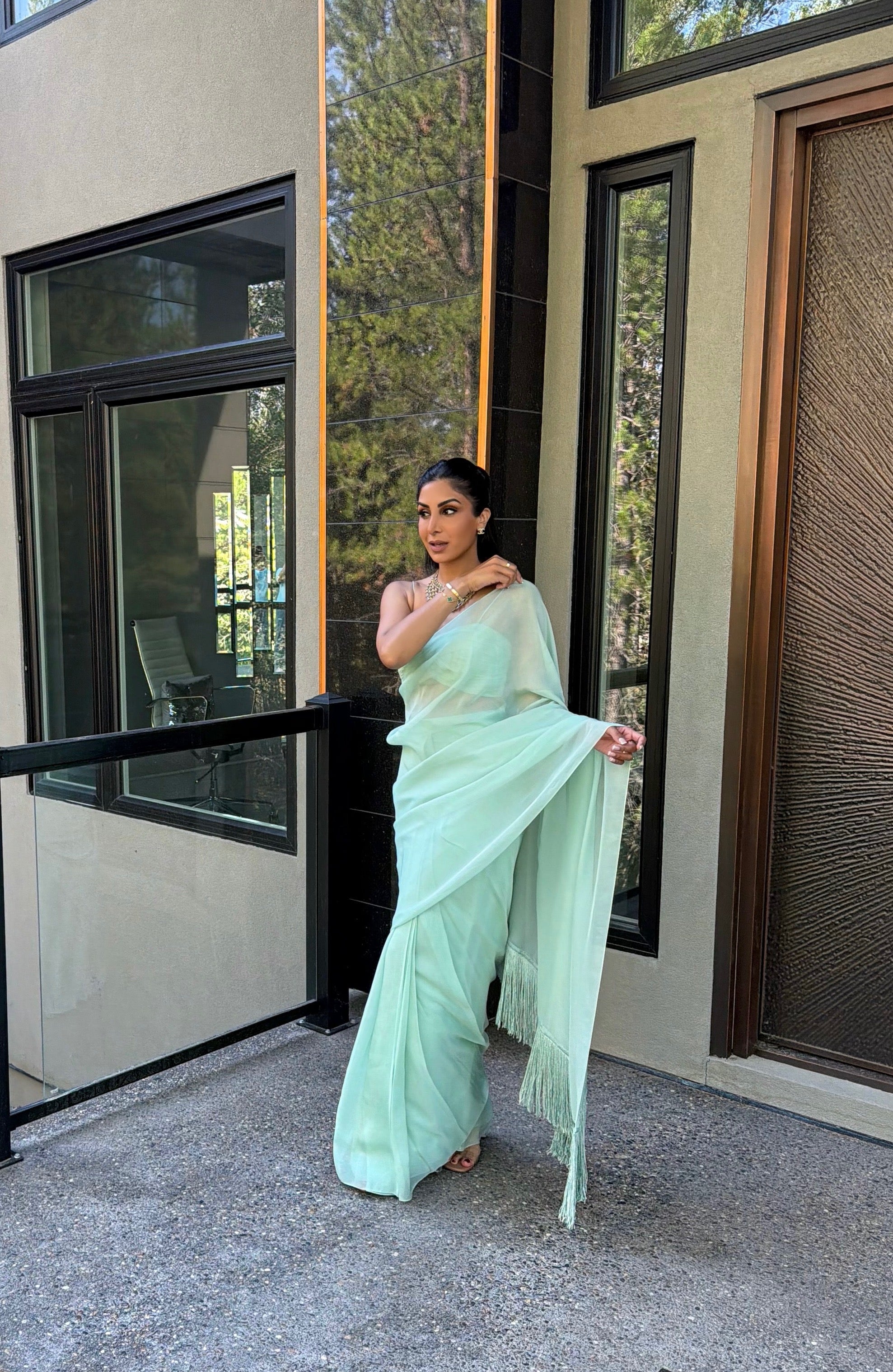 Mellow | Blue Pre-pleated Saree
