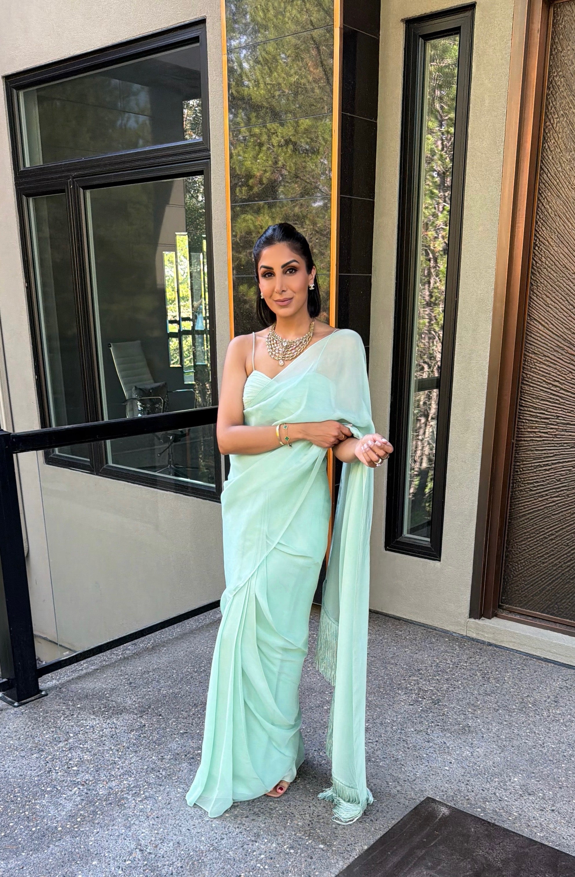 Mellow | Blue Pre-pleated Saree