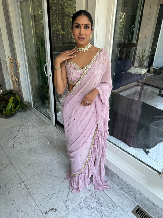 Tres Chic | Pink Pleated Saree