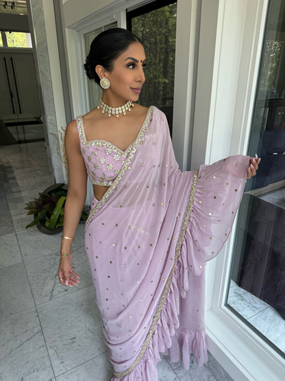 Tres Chic | Pink Pleated Saree