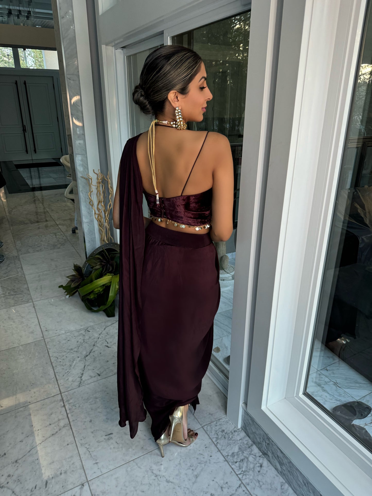 Sari Not Sorry | Brown Sari with Slit