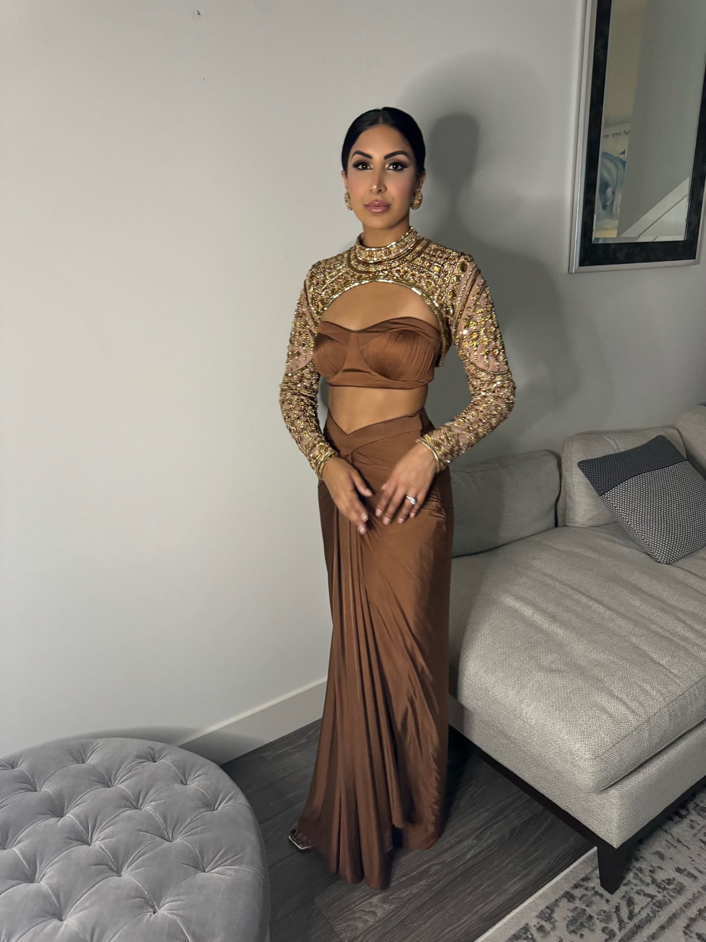 ICONIC | Brown Dhoti Skirt Set