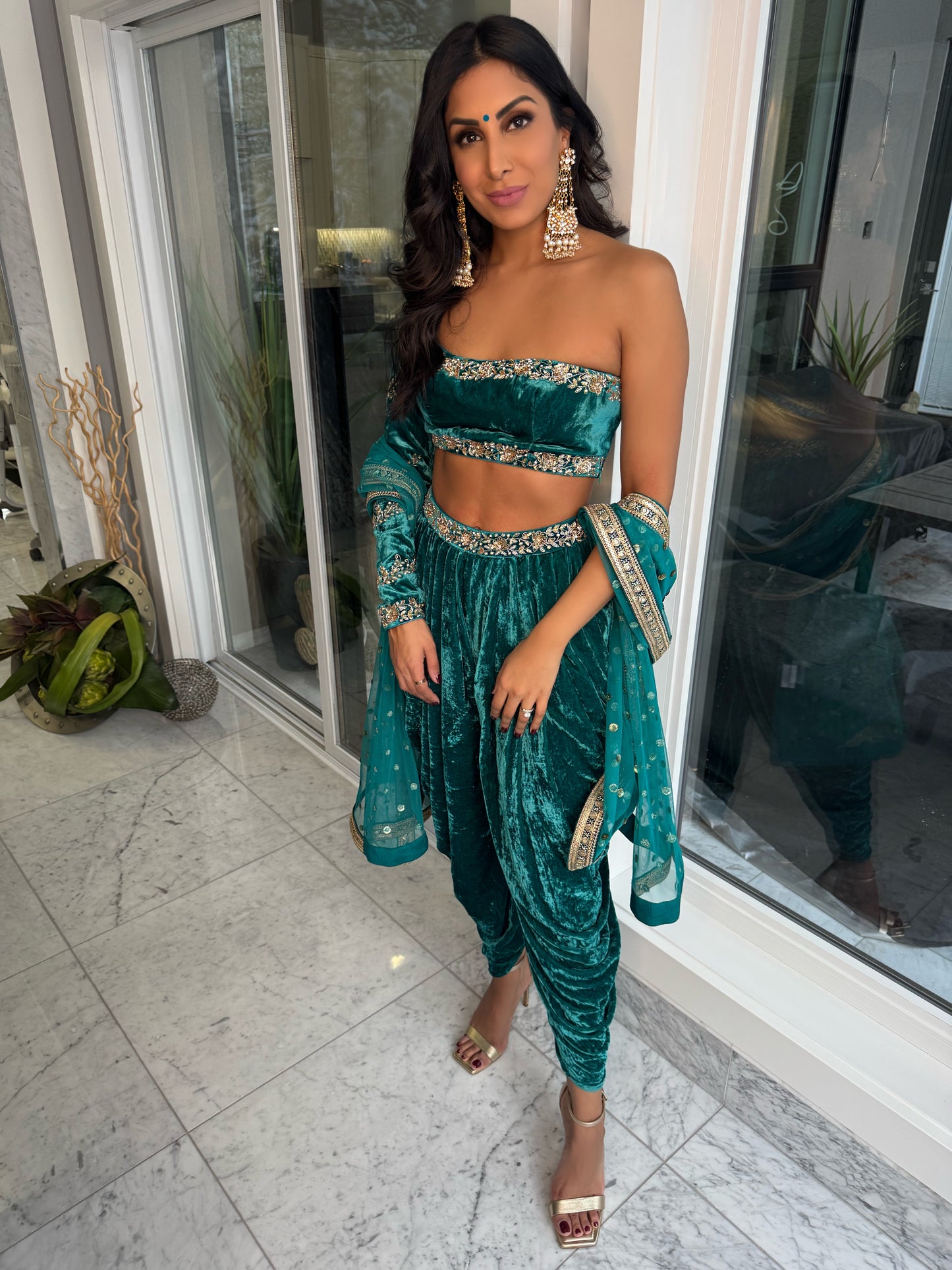 Mona | Teal Blue Dhoti Set