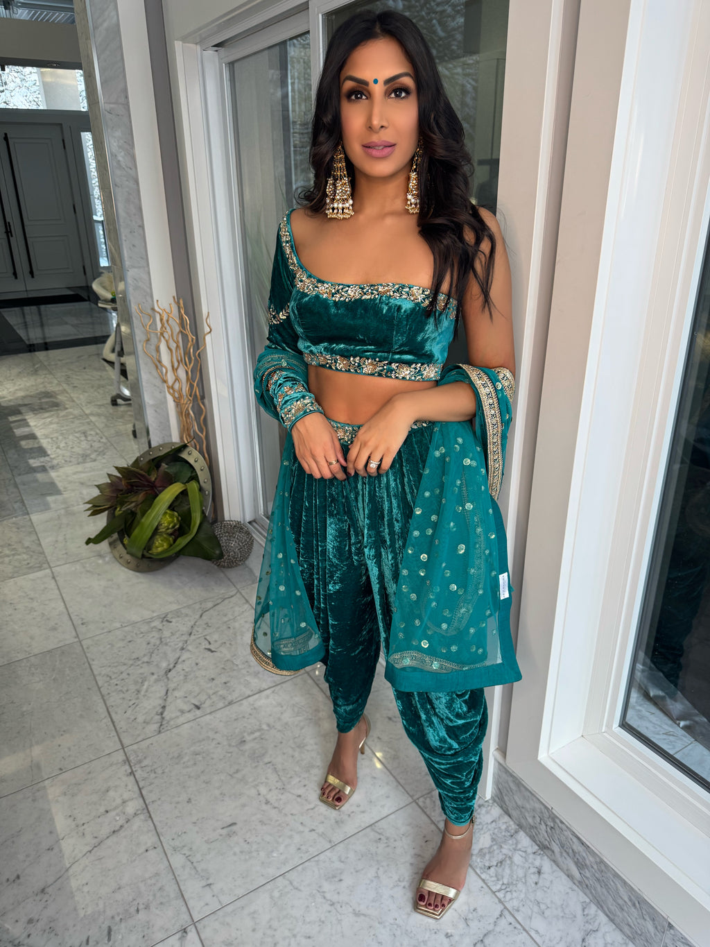 Mona | Teal Blue Dhoti Set