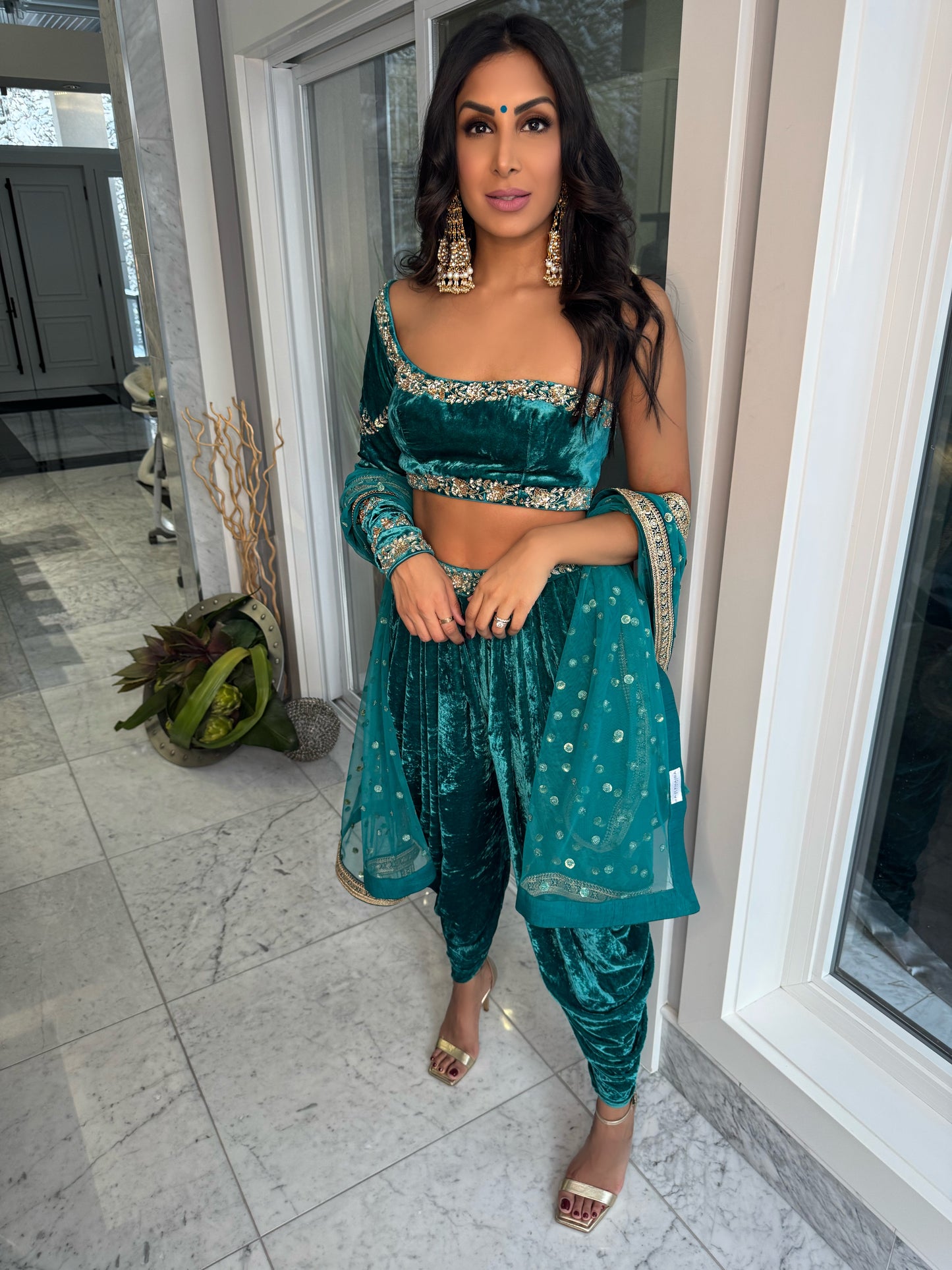 Mona | Teal Blue Dhoti Set