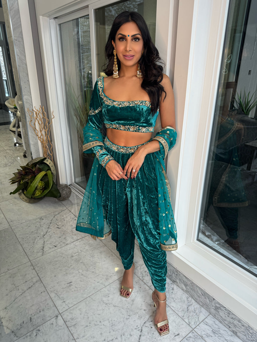 Mona | Teal Blue Dhoti Set