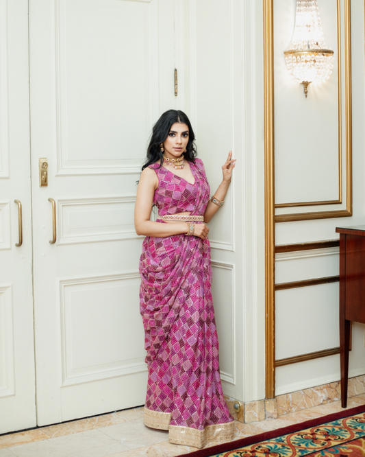 Trendsetter | Magenta Printed Saree